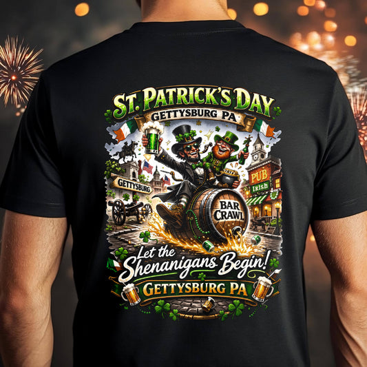 Short Sleeve St. Patrick's Day Gettysburg Bar Crawl T-shirt